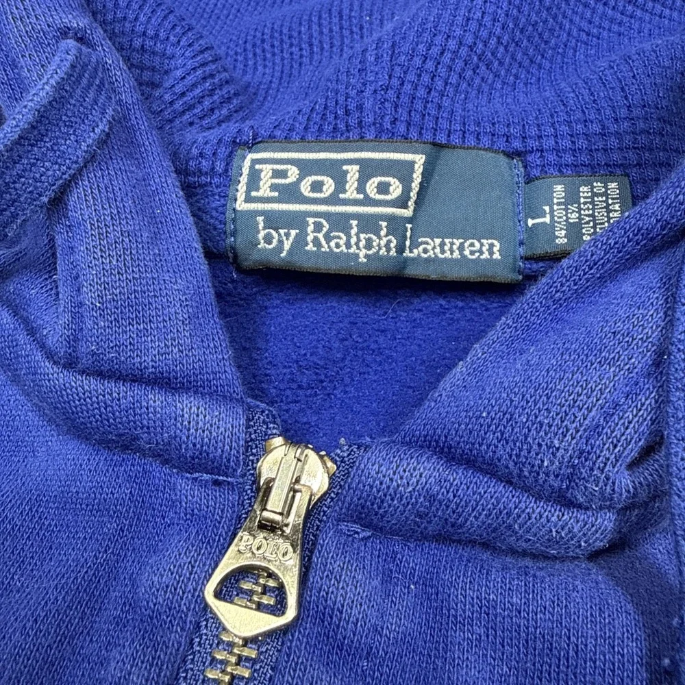 Polo Ralph Lauren Hoodie Mens L Blue Big Pony Embroidered Logo Full Zip Hooded